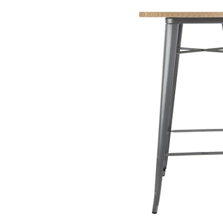 Bolero Bistro Metal Square Bar Table Gun Metal Grey with Wooden Top 600mm - FB596