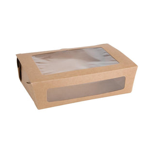 Fiesta Compostable Salad Boxes with PLA Windows 1600ml (Pack of 200) - FB678