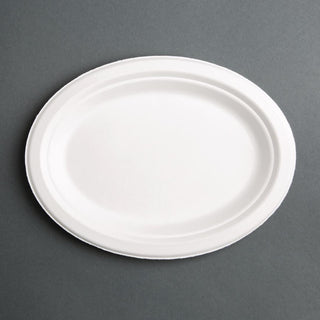 Fiesta Compostable Bagasse Oval Plates 316mm (Pack of 50) - FC535