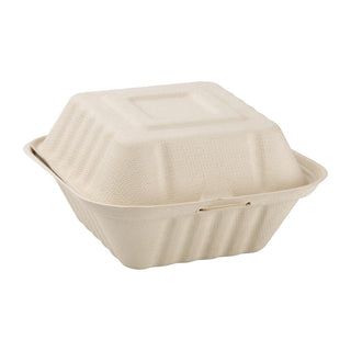 Fiesta Compostable Bagasse Burger Boxes Natural Colour 152mm (Pack of 500) - FC542