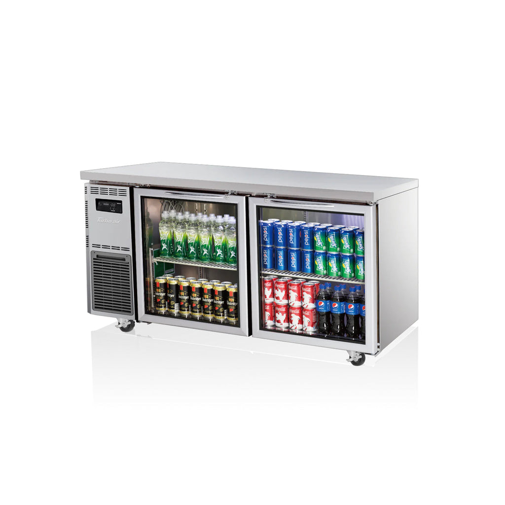 Turbo Air Undercounter 2 Glass Door Fridge 1500mm Width x 600mm Depth