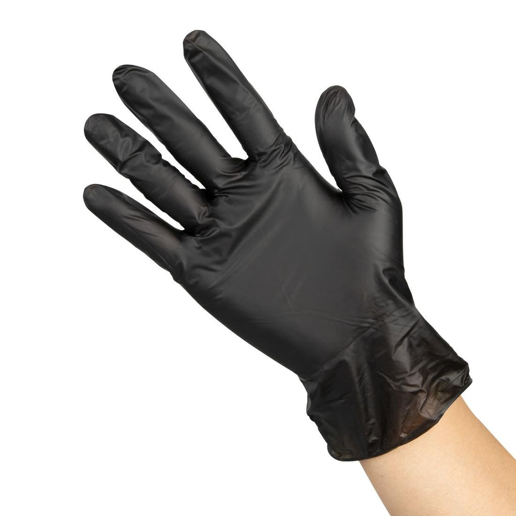 Vinyl Black Powder Free Glove L - pack 100- Hygiplas FJ748-L