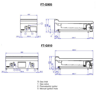 900 Series Natural Gas Chrome 1 Zone Fry Top - Fagor FTG-C9-05L