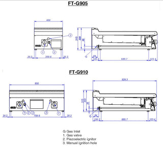 900 Series Natural Gas Chrome 2 Zone Fry Top - Fagor FTG-C9-10L