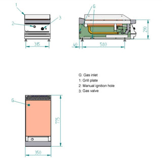 700 Series Natural Gas Mild Steel 1 Zone Fry Top - Fagor FTG7-05L