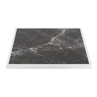 Bolero Dark Granite Effect Outdoor Tempered Glass Table Top White Trim 700mm - FU516