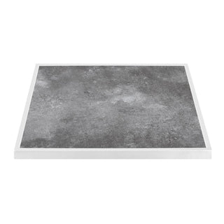 Bolero Dark Stone Effect Outdoor Tempered Glass Table Top White Trim - 700mm - FU517