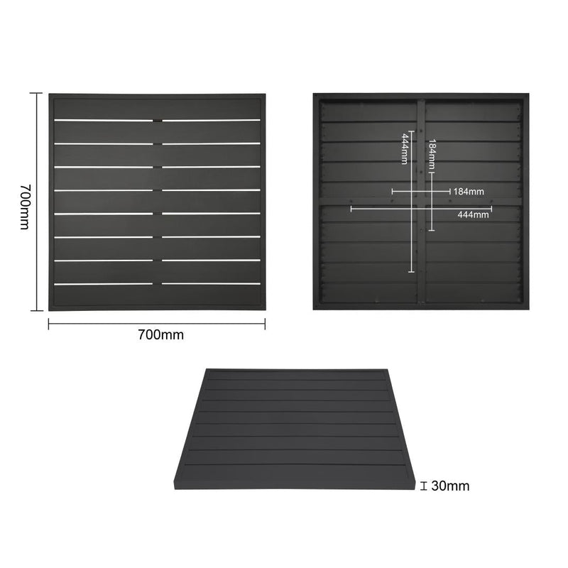 Aluminium Square Table Top Black 700mm- Bolero FW599