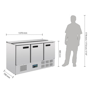 G-Series Saladette Counter Fridge 368Ltr- Polar G607-A