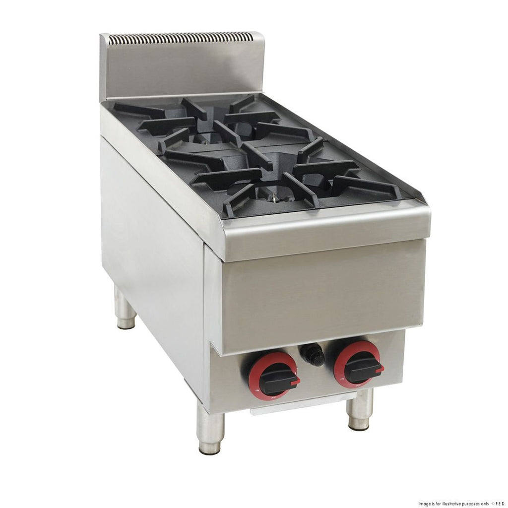 GasMAX Benchtop Natural Gas 2 Burner Cooktop W/ Splashback JUS-TR-2B