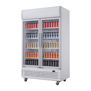 G-Series Hinged Door Upright Display Cooler with Light Box 950Ltr- Polar GE580-A