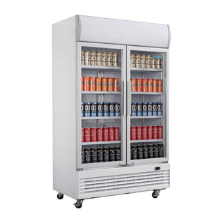 G-Series Hinged Door Upright Display Cooler with Light Box 950Ltr- Polar GE580-A