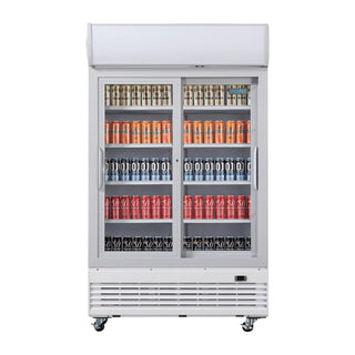 G-Series Sliding Door Upright Display Cooler with Light Box 950Ltr- Polar GE581-A