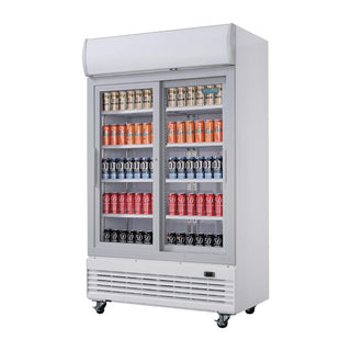 G-Series Sliding Door Upright Display Cooler with Light Box 950Ltr- Polar GE581-A