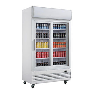 G-Series Sliding Door Upright Display Cooler with Light Box 950Ltr- Polar GE581-A