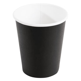 Fiesta Recyclable Takeaway Coffee Cups Single Wall Black 225ml (Pack of 1000) - GF040