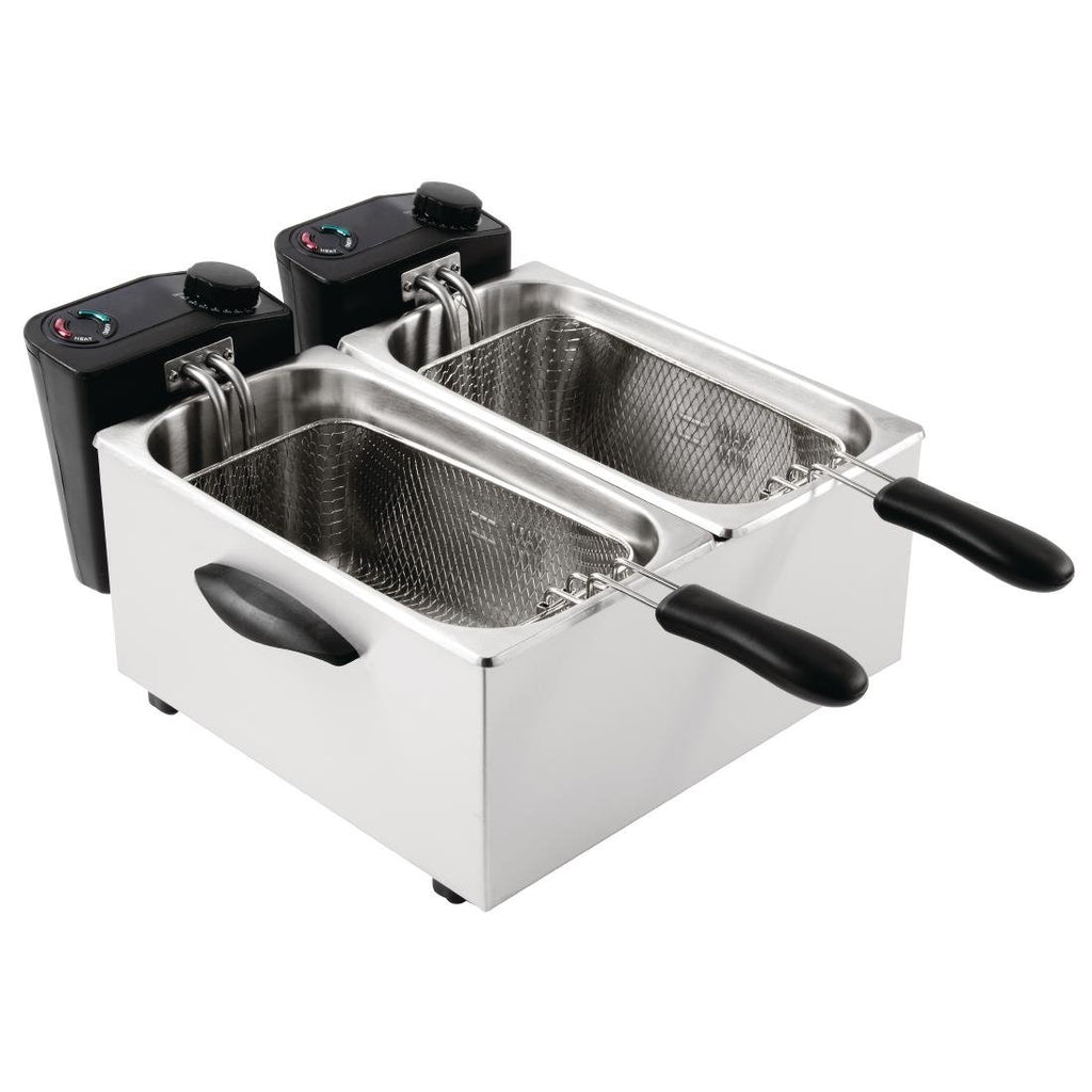 Light Duty Twin Tank Twin Basket Countertop Fryer 2x 3.5Ltr- Caterlite GG199-A