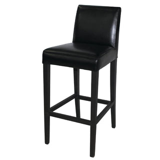 Black Faux Leather Wooden Bar Stool- Bolero GG651