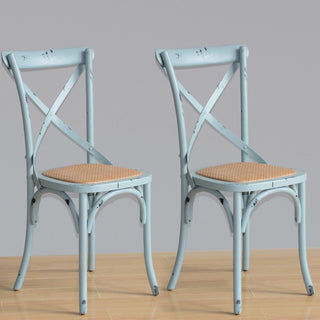 Blue Wooden Dining Chairs with Backrest (Pack of 2)- Bolero GG655