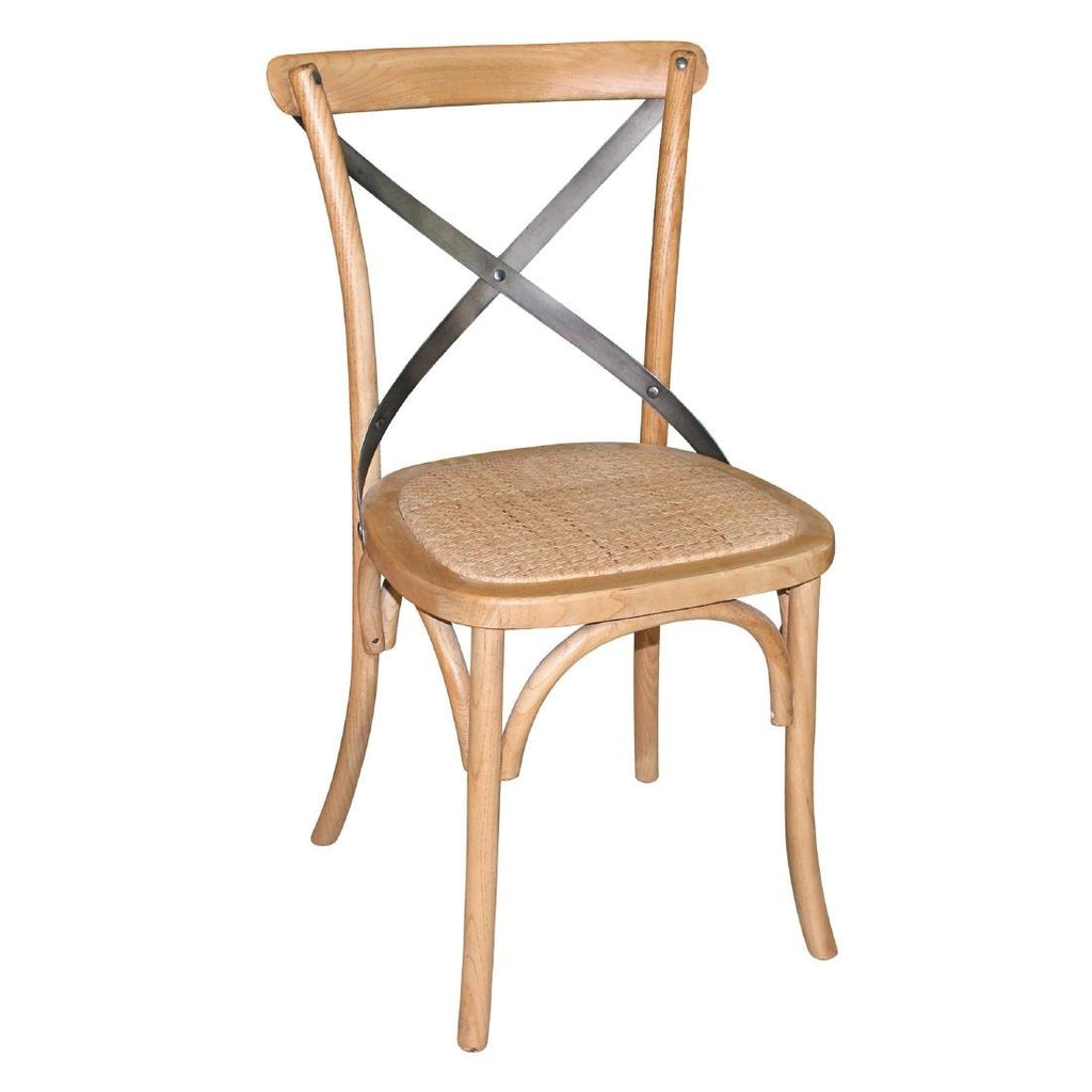 Natural Wooden Dining Chairs with Backrest (Pack of 2)- Bolero GG656