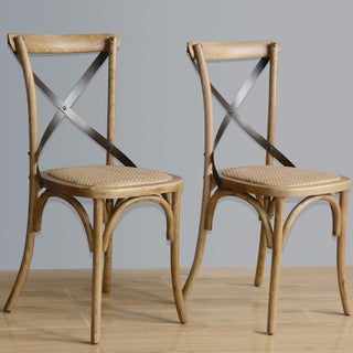 Natural Wooden Dining Chairs with Backrest (Pack of 2)- Bolero GG656