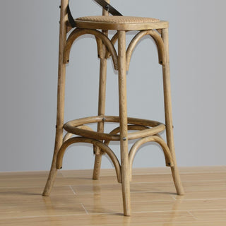 Wooden Bar Stool with Backrest- Bolero GG657