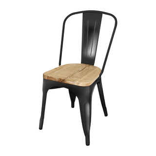 Steel Dining Side Chairs with Wooden Seat pads Black (Pack of 4)- Bolero GG707