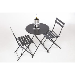 Black Pavement Style Steel Folding Chairs (Pack of 2)- Bolero GH553