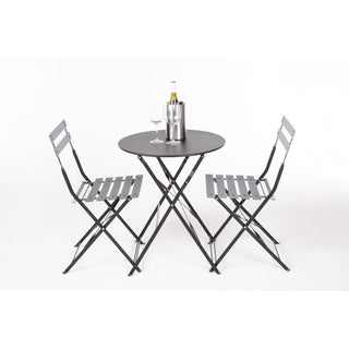 Black Pavement Style Steel Folding Chairs (Pack of 2)- Bolero GH553