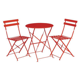 Red Pavement Style Steel Folding Chairs (Pack of 2)- Bolero GH555