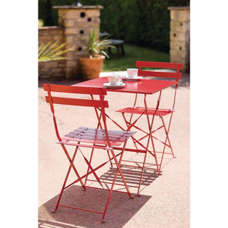 Red Pavement Style Steel Folding Chairs (Pack of 2)- Bolero GH555