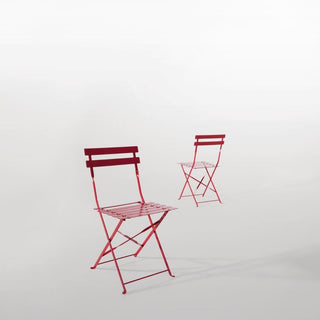 Red Pavement Style Steel Folding Chairs (Pack of 2)- Bolero GH555