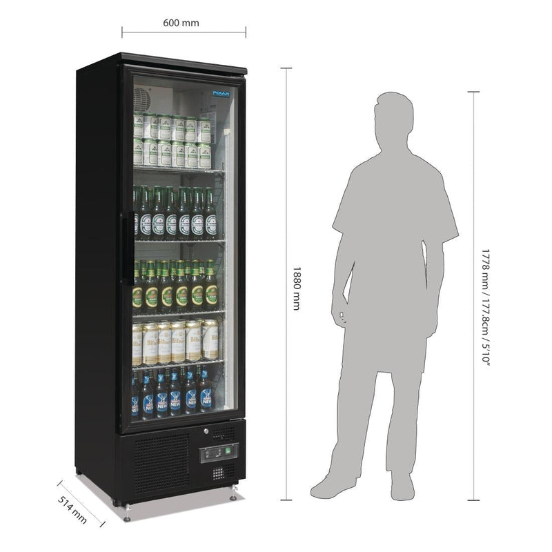 G-Series Upright Back Bar Cooler with Hinged Door 307Ltr- Polar GJ447-A