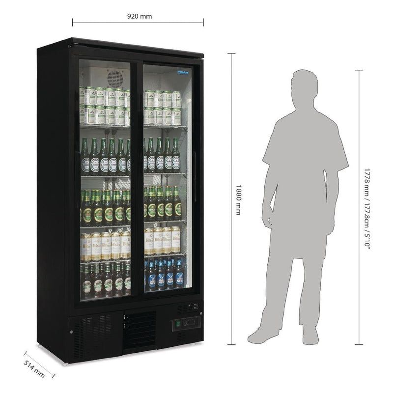 G-Series Upright Back Bar Cooler with Sliding Doors 490Ltr- Polar GJ448-A