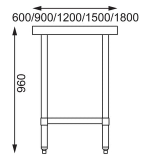 Stainless Steel Prep Table without Upstand- Vogue GJ500