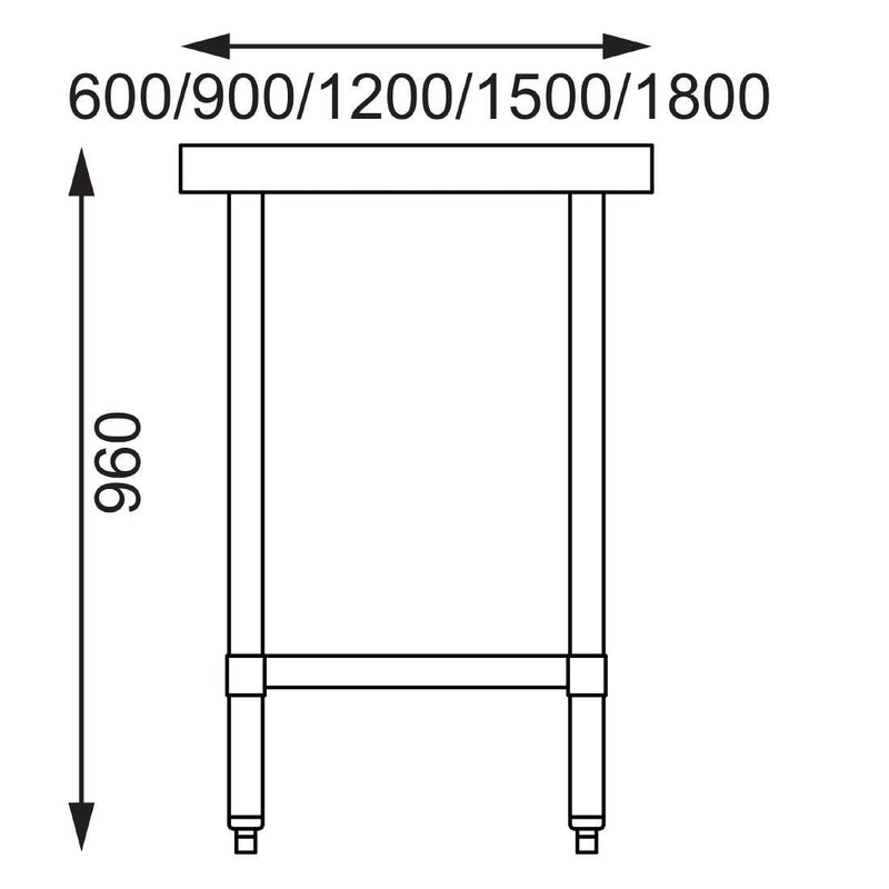 Stainless Steel Prep Table without Upstand- Vogue GJ500