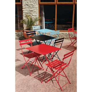 Red Pavement Style Steel Folding Chairs (Pack of 2)- Bolero GH555