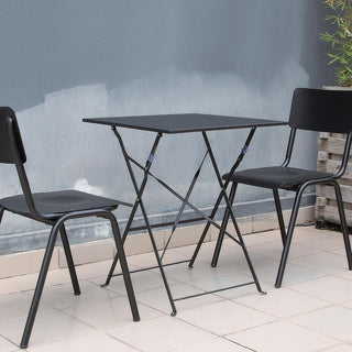 Black Square Pavement Style Steel Table- Bolero GK989