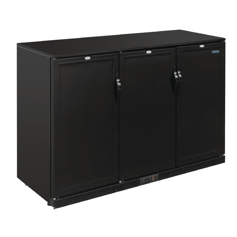 G-Series 900mm Triple Solid Door Back Bar Cooler in Black 330Ltr- Polar GL017-A