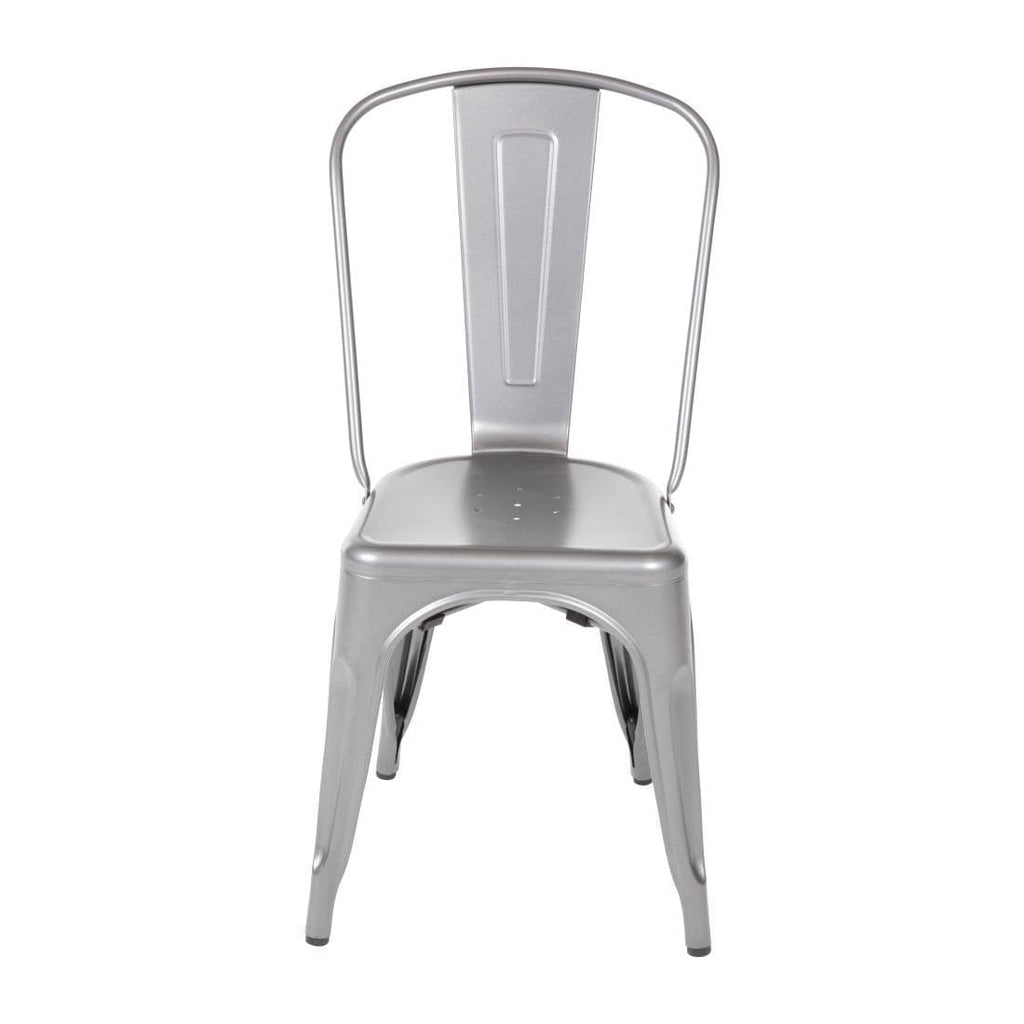 Gun Metal Grey Steel Bistro Side Chair (Pack of 4)- Bolero GL329