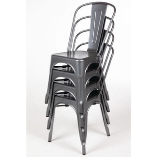 Gun Metal Grey Steel Bistro Side Chair (Pack of 4)- Bolero GL329