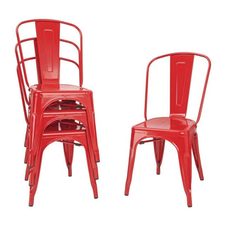 Red Steel Bistro Side Chair (Pack of 4)- Bolero GL330