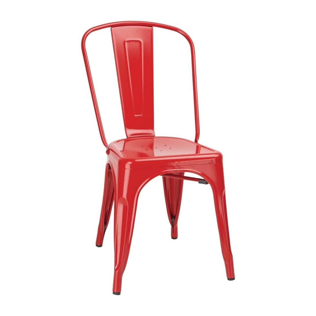 Red Steel Bistro Side Chair (Pack of 4)- Bolero GL330