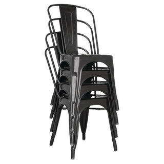 Black Steel Bistro Side Chair (Pack of 4)- Bolero GL331