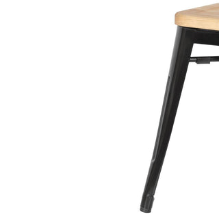 Low Metal Bar Stools with Wooden Seat Pad Black- Bolero GM635