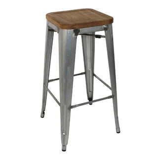 High Metal Bar Stools with Wooden Seat Pad- Bolero GM638