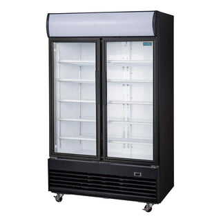 G-Series Upright Hinged Door Display Cooler with Light Box 950Ltr Black- Polar GM813-A