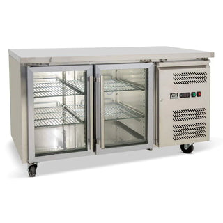 AG Two Door Commercial Glass Door Worktop / Under Bench Display Fridge 700mm Depth- AG Equipment AG-GNX2100TNG