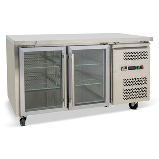 AG Two Door Commercial Glass Door Worktop / Under Bench Display Fridge 700mm Depth- AG Equipment AG-GNX2100TNG