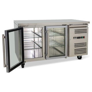 AG Two Door Commercial Glass Door Worktop / Under Bench Display Fridge 700mm Depth- AG Equipment AG-GNX2100TNG